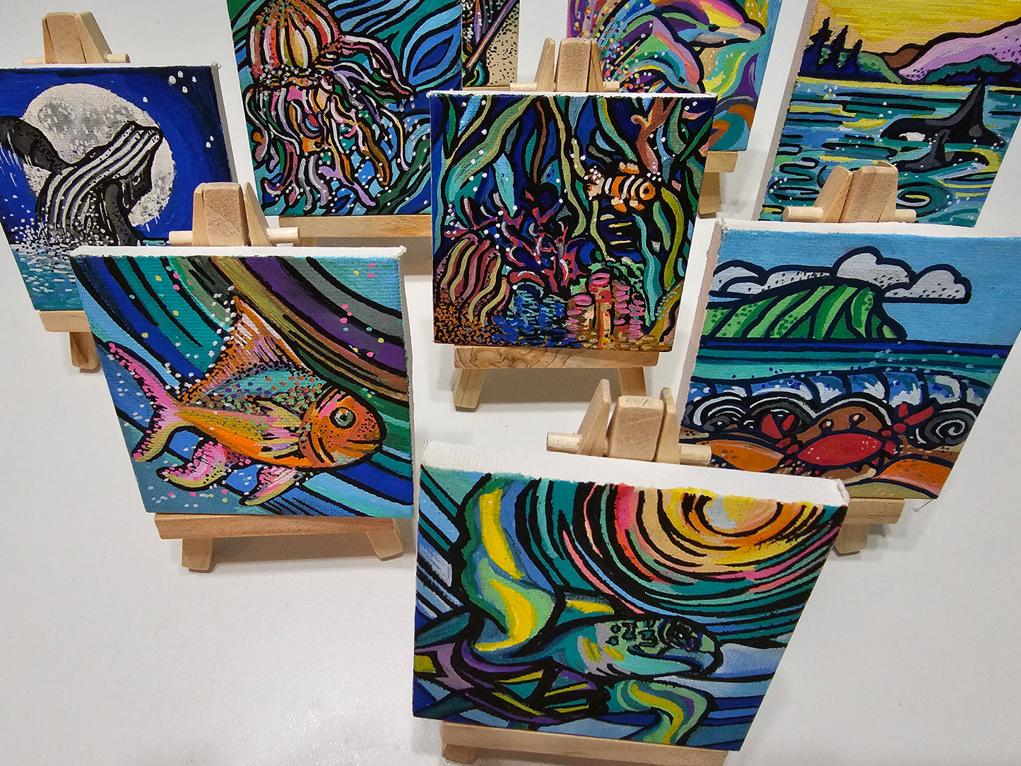 Mini oil paintings on canvas - Marine magic