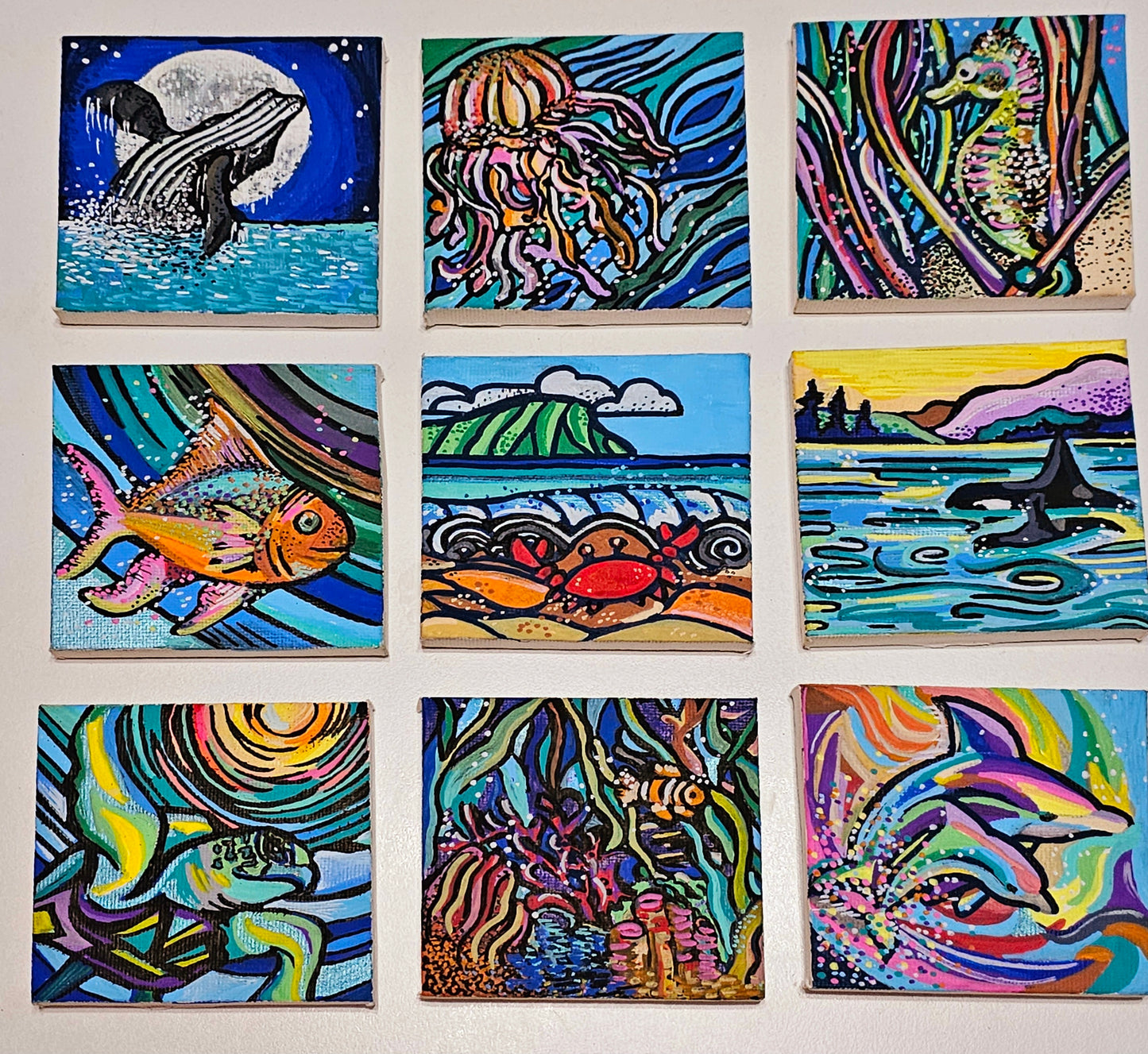Mini oil paintings on canvas - Marine magic