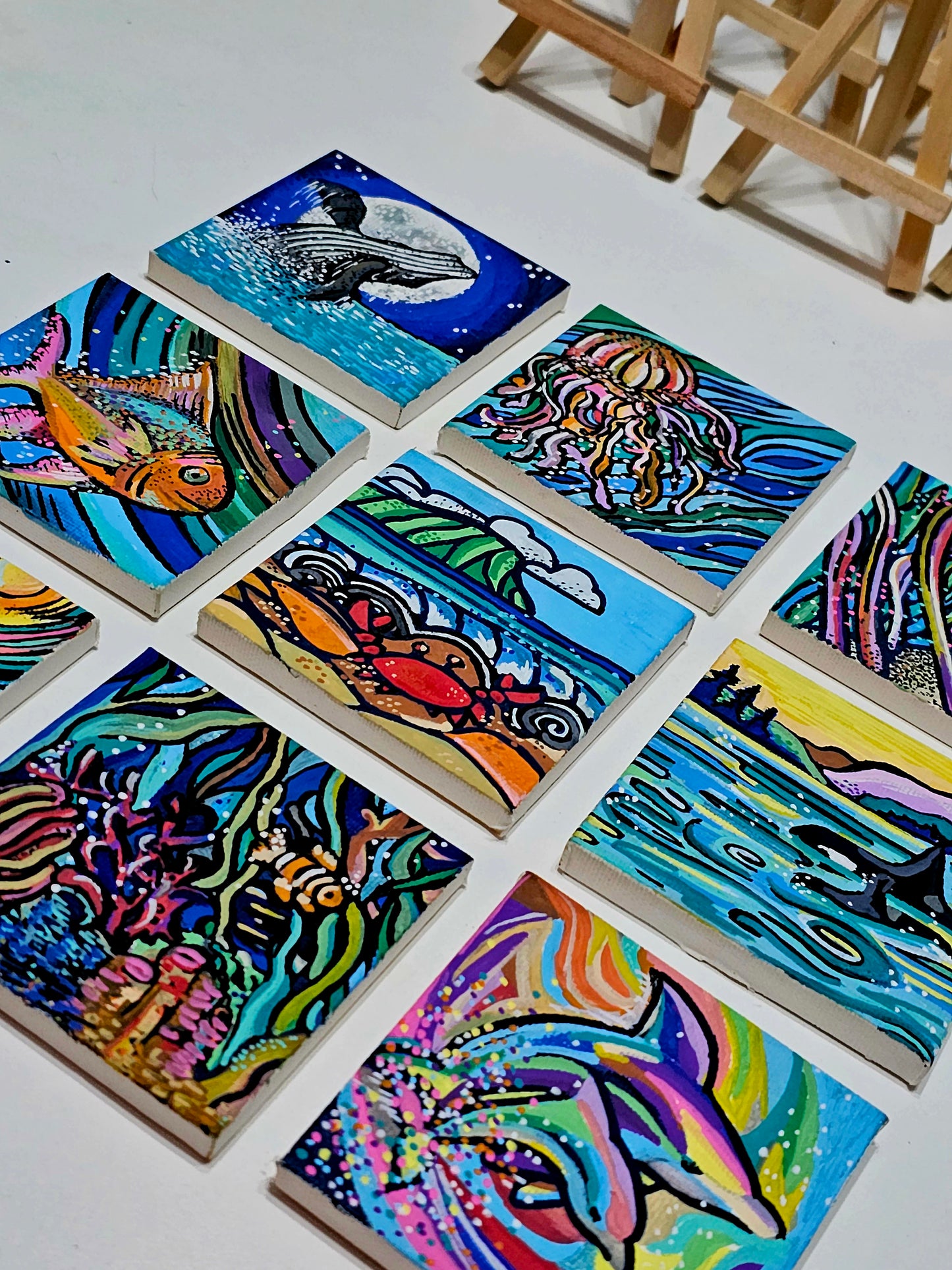 Mini oil paintings on canvas - Marine magic