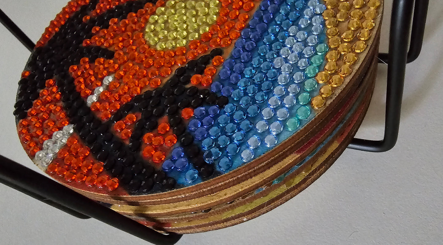 Retro vintage-style coasters - Red palms