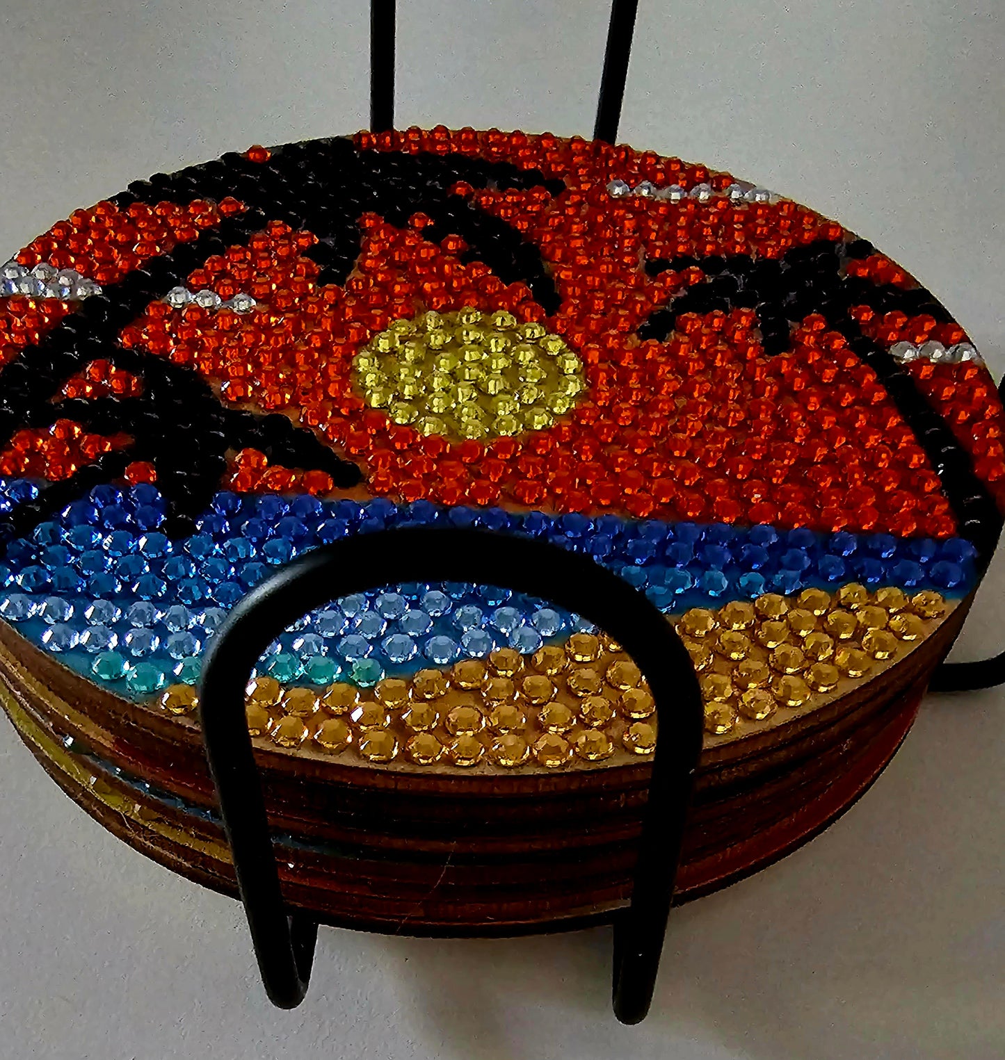 Retro vintage-style coasters - Red palms