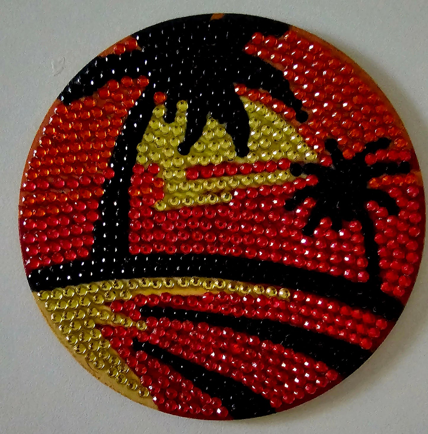 Retro vintage-style coasters - Red palms