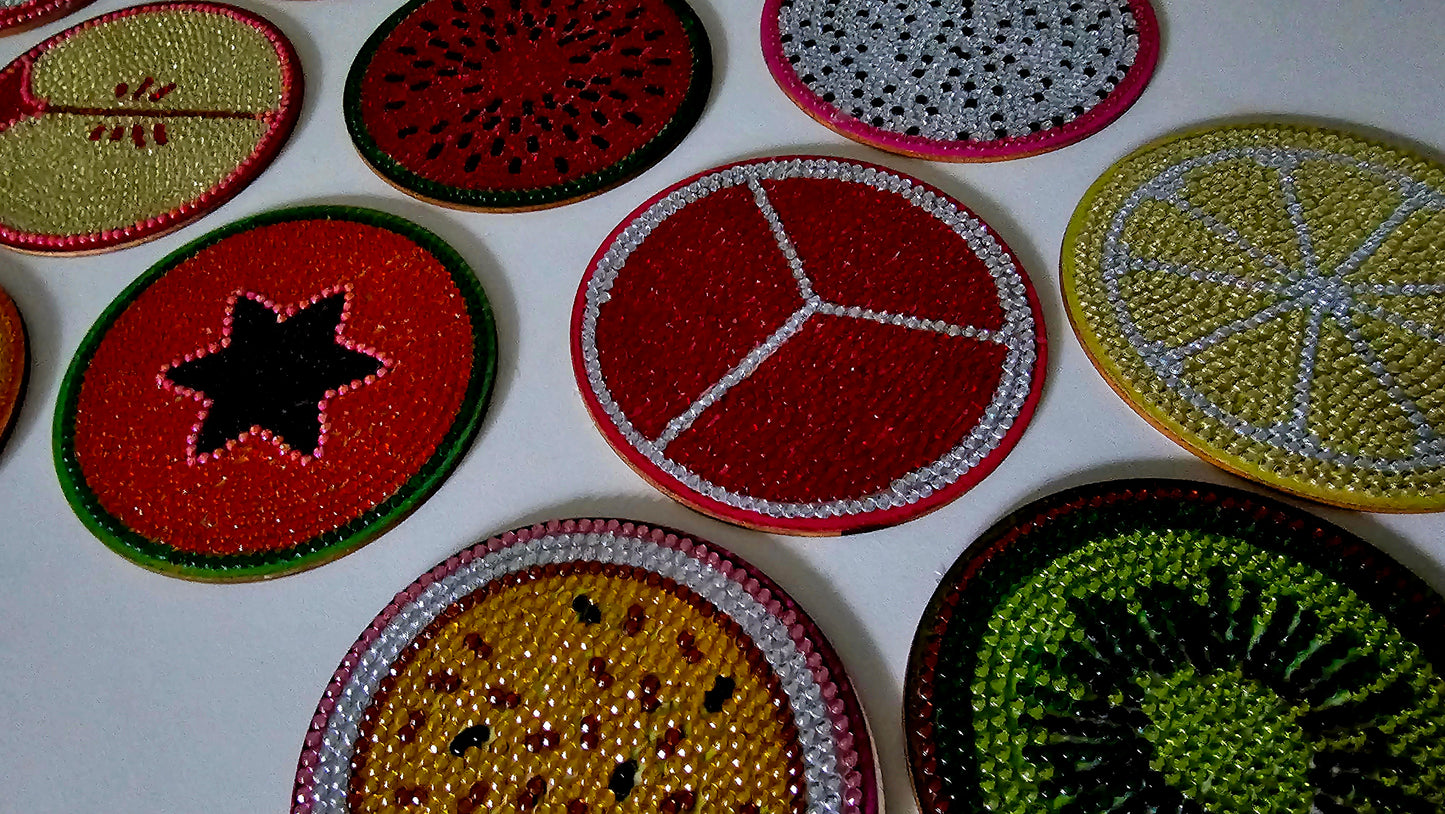 Summer fruit slices - coaster set
