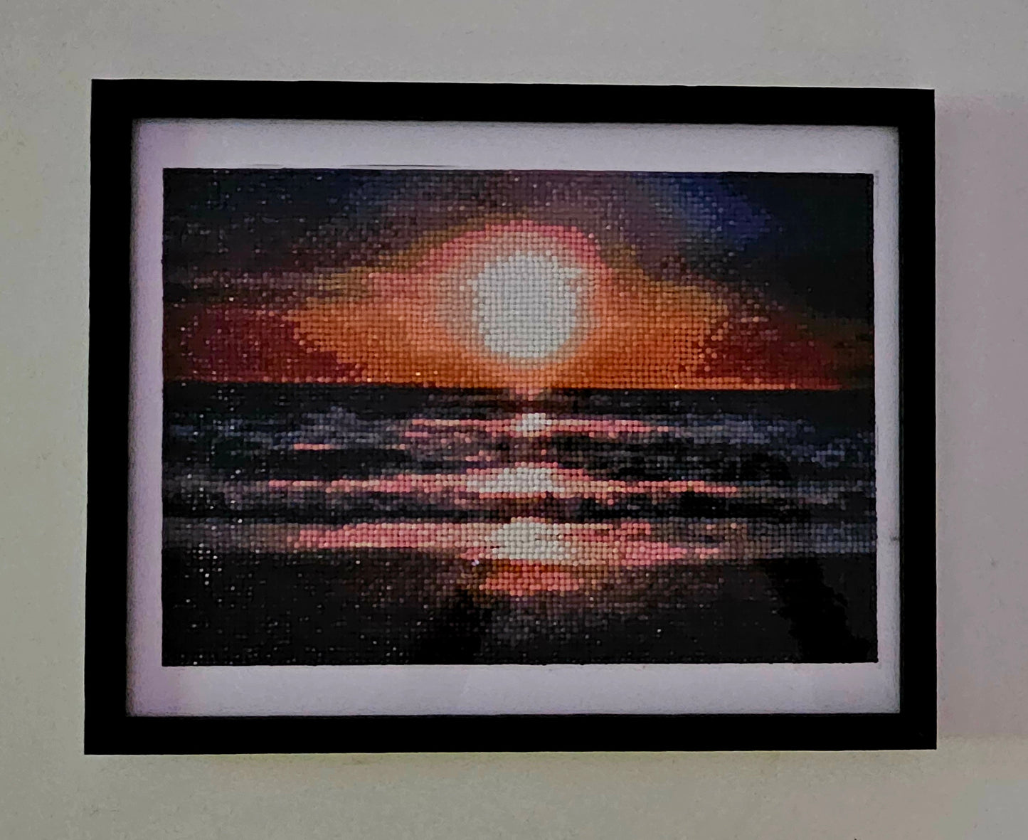 Groovy baby framed artwork - Moonrise over the ocean