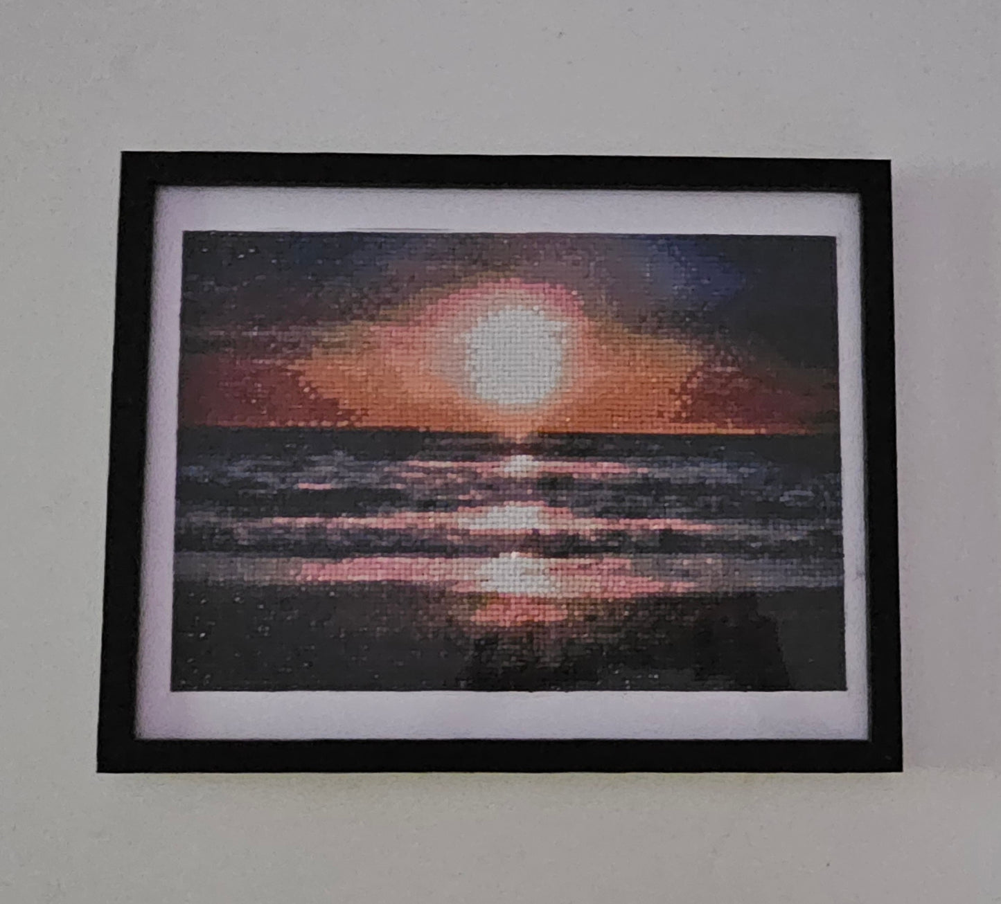 Groovy baby framed artwork - Moonrise over the ocean