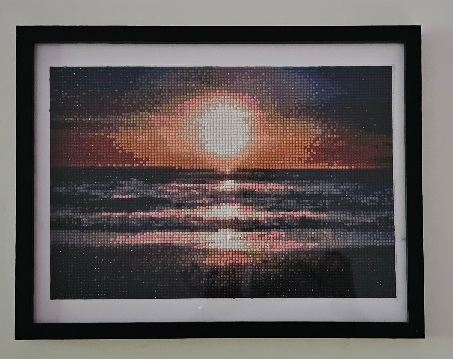 Groovy baby framed artwork - Moonrise over the ocean