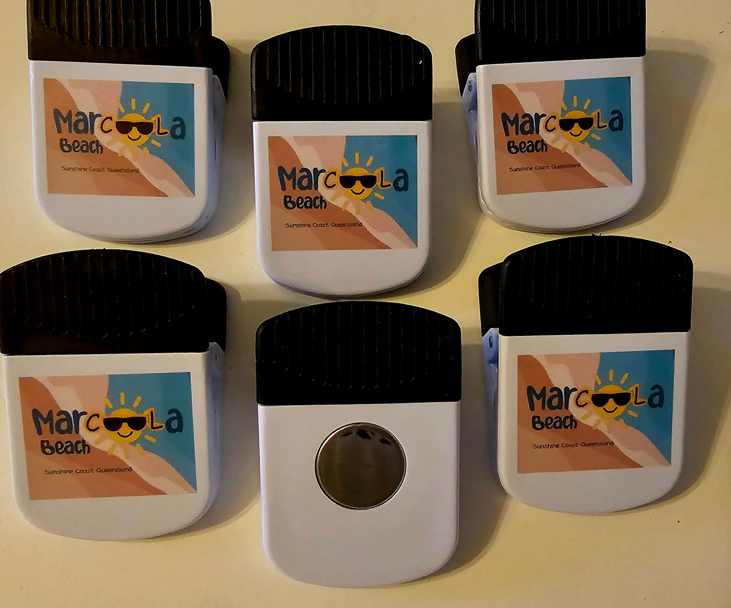 Marcoola Beach merchandise - Clip fridge magnets
