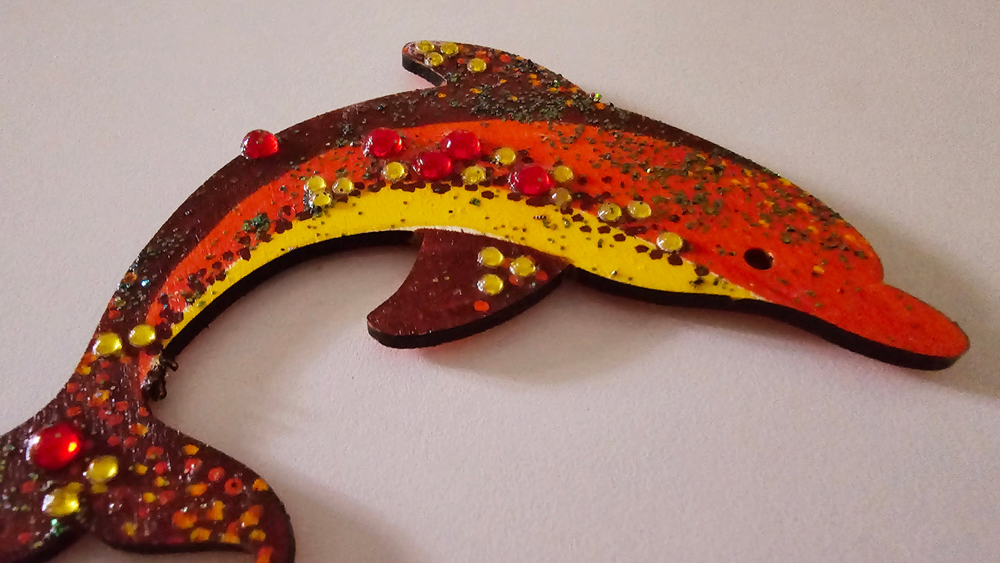 Wooden handmade fridge magnets - Wild (and free) dolphins