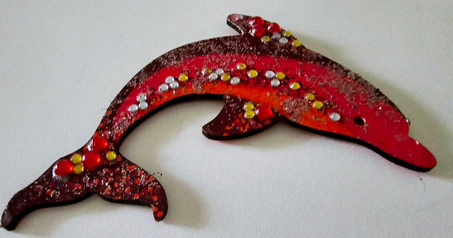 Wooden handmade fridge magnets - Wild (and free) dolphins