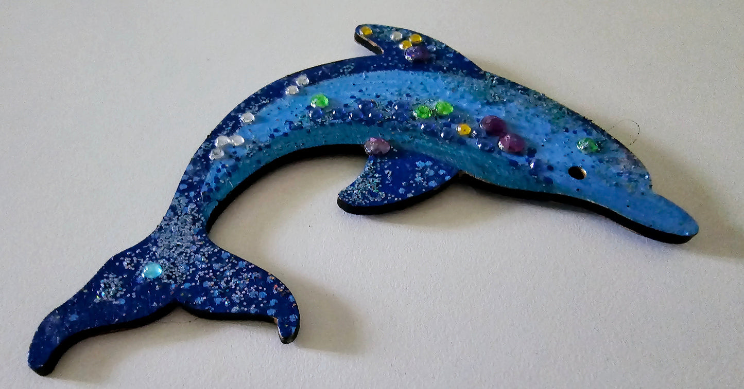 Wooden handmade fridge magnets - Wild (and free) dolphins