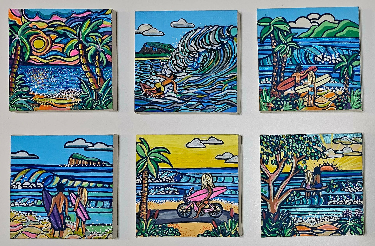 Mini oil paintings on easels - Ocean joy