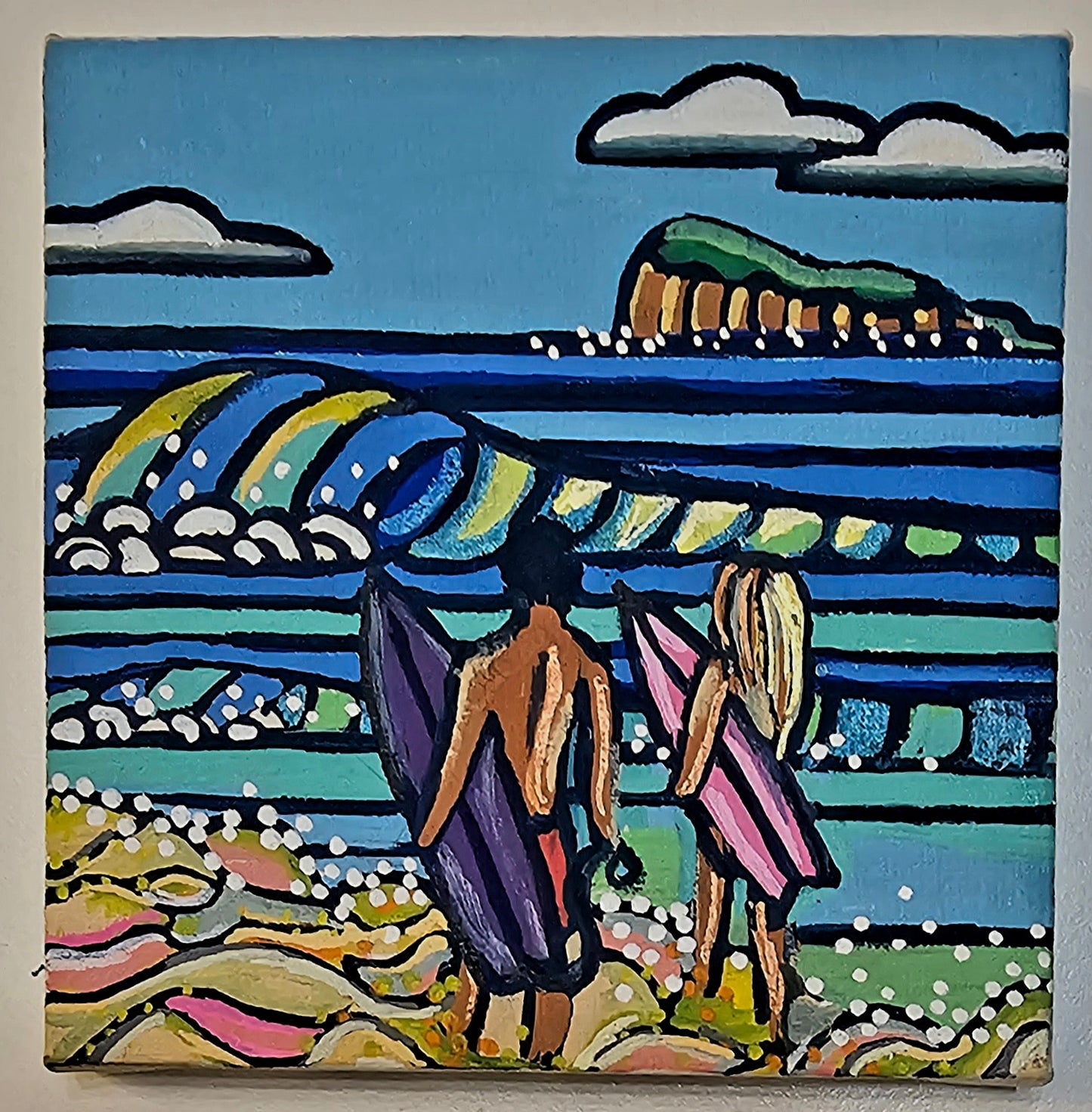 Mini oil paintings on easels - Ocean joy