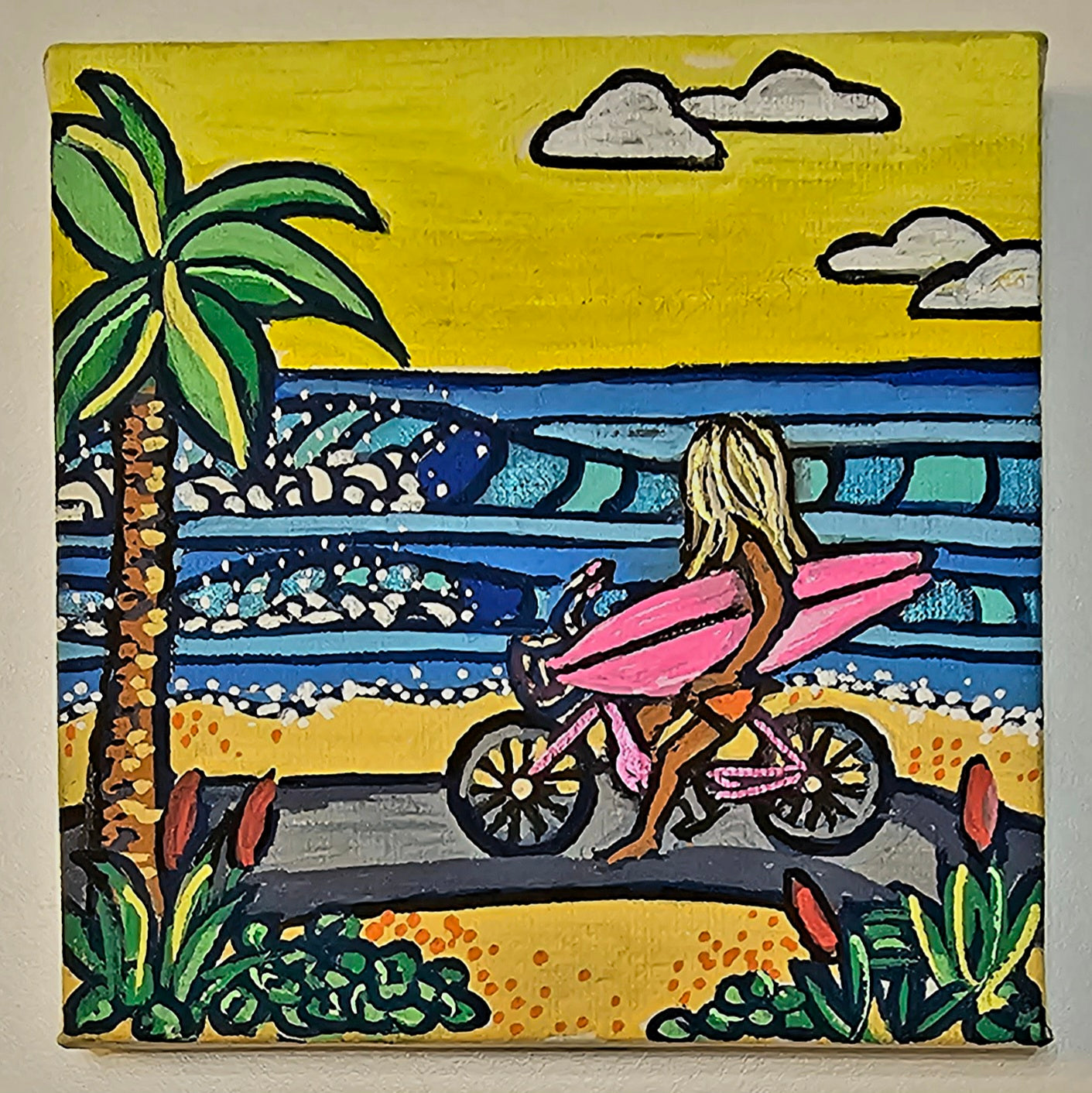 Mini oil paintings on easels - Ocean joy