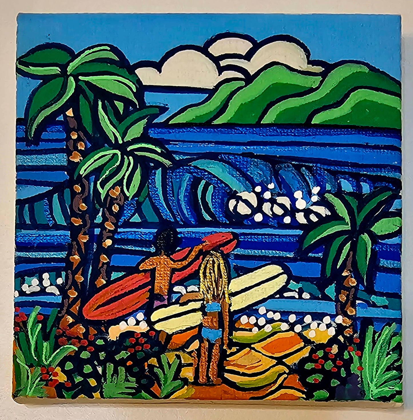 Mini oil paintings on easels - Ocean joy