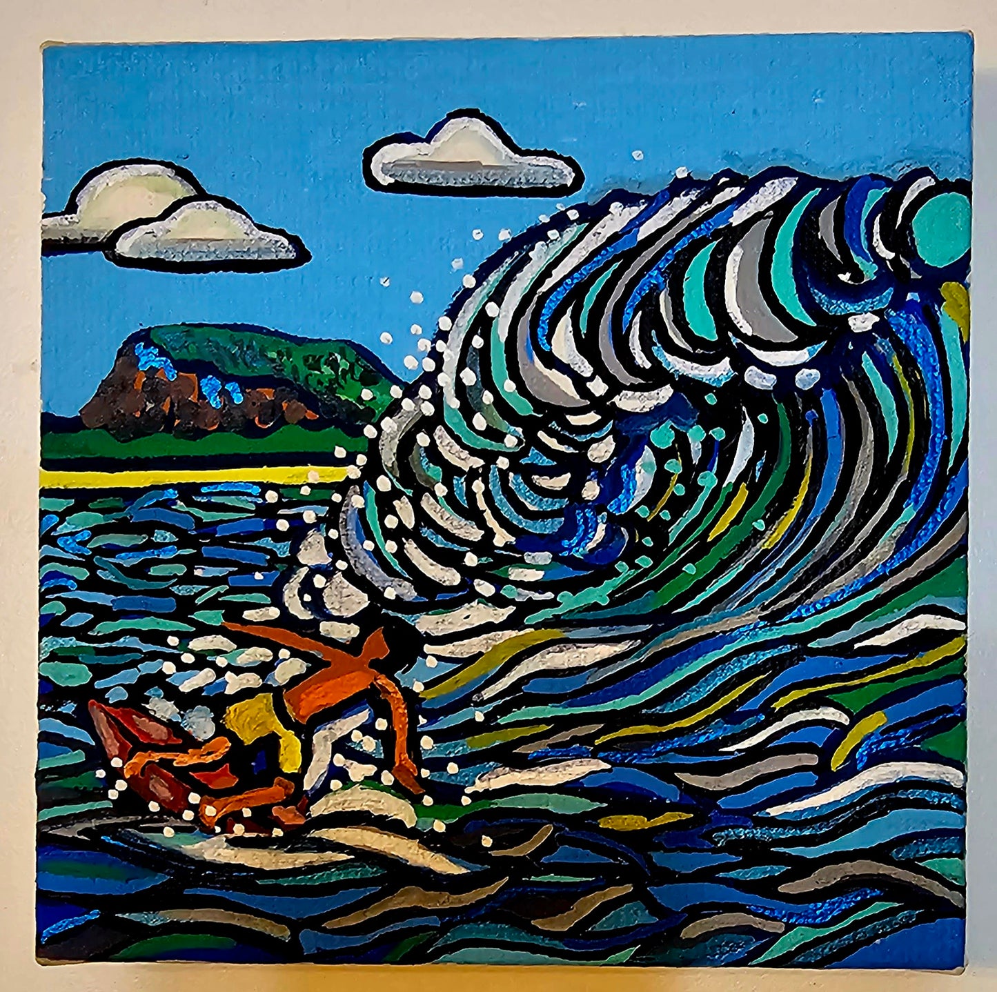 Mini oil paintings on easels - Ocean joy