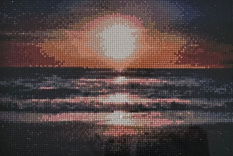 Groovy baby framed artwork - Moonrise over the ocean