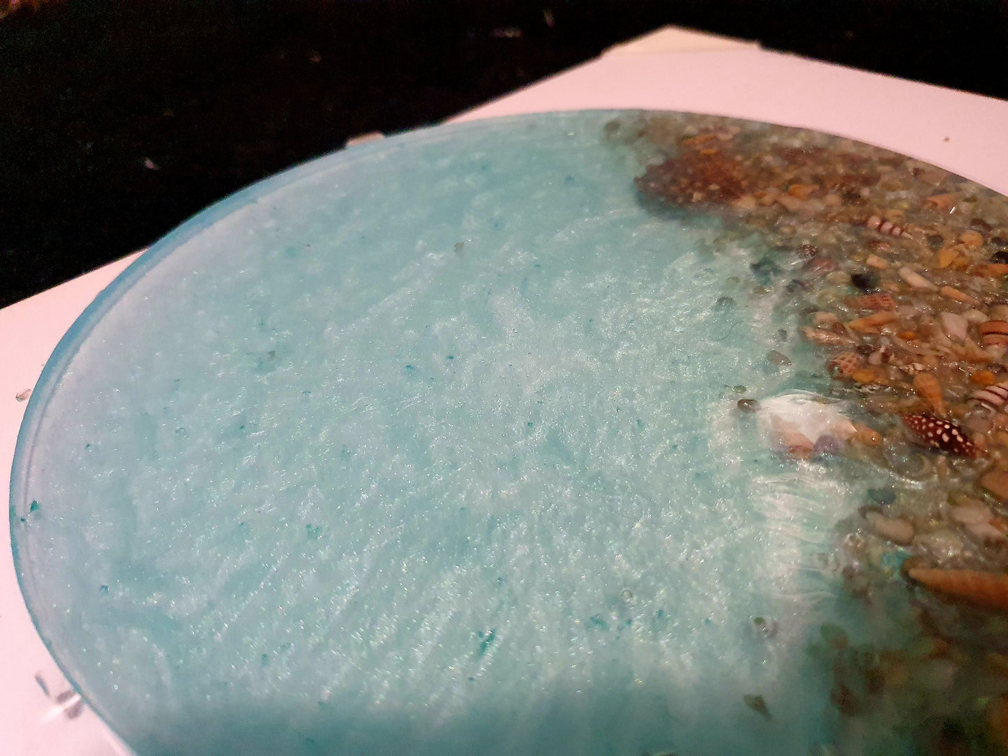 Unique translucent round seascape serving platter/ cheese board/ grazing board/ charcuterie board