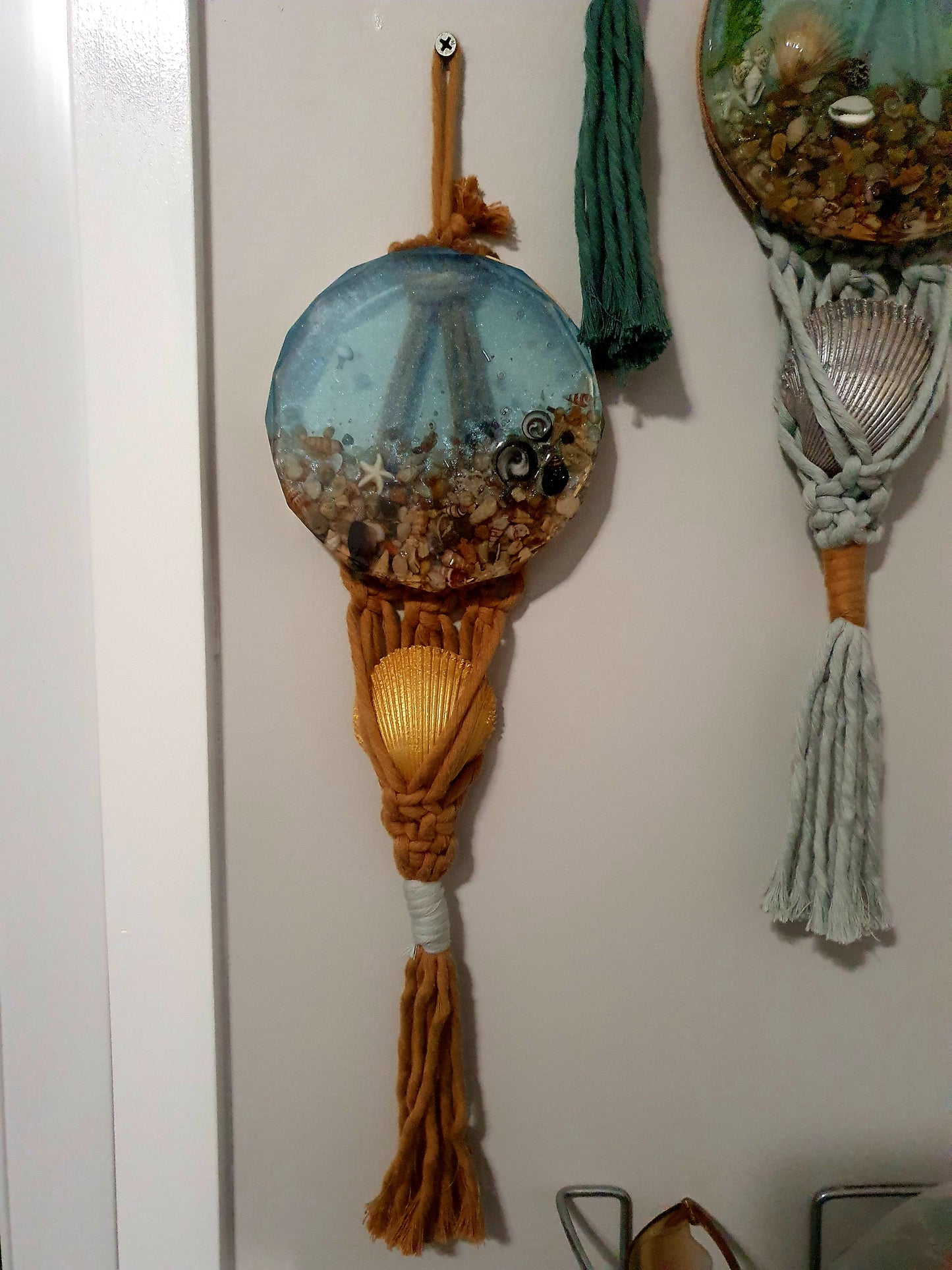Boho Beach original seascape macrame wall art