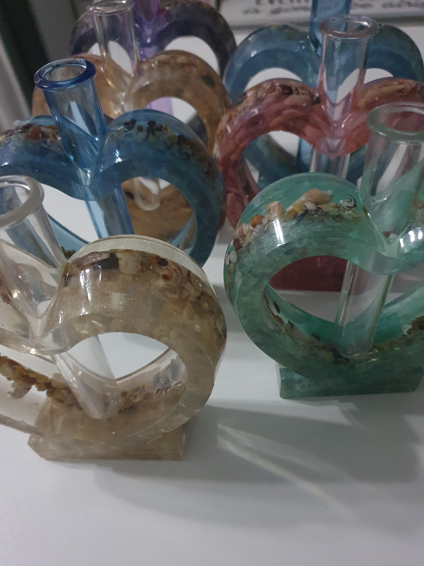 Heart shaped vase/plant propagation vase with seashell inlay