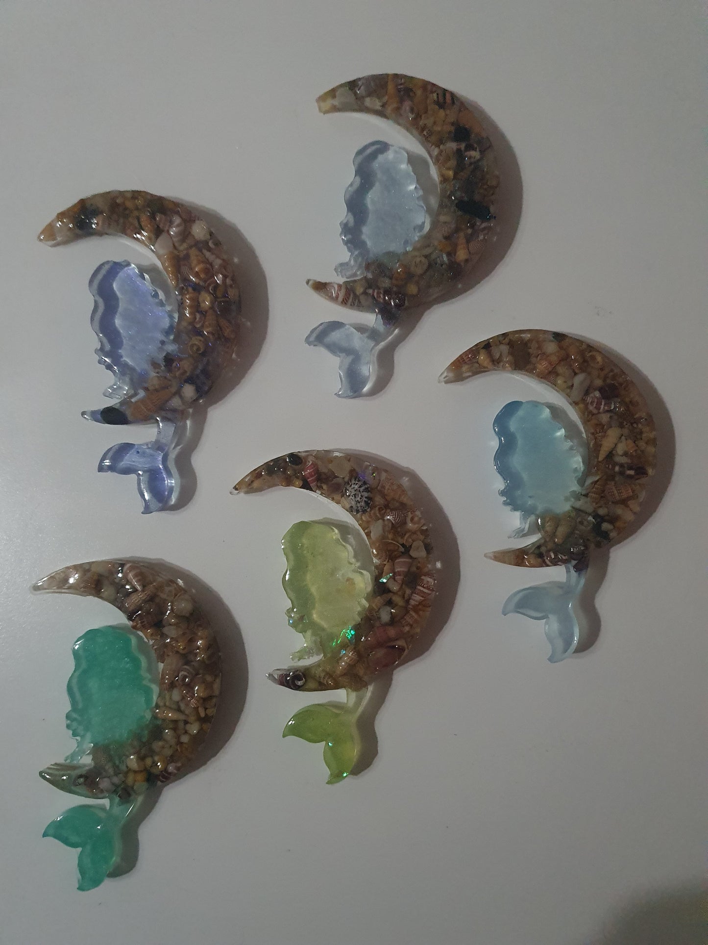 Window decoration - translucent mermaid on seashell moon