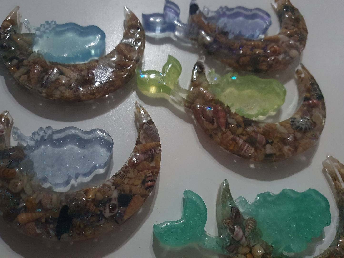 Window decoration - translucent mermaid on seashell moon