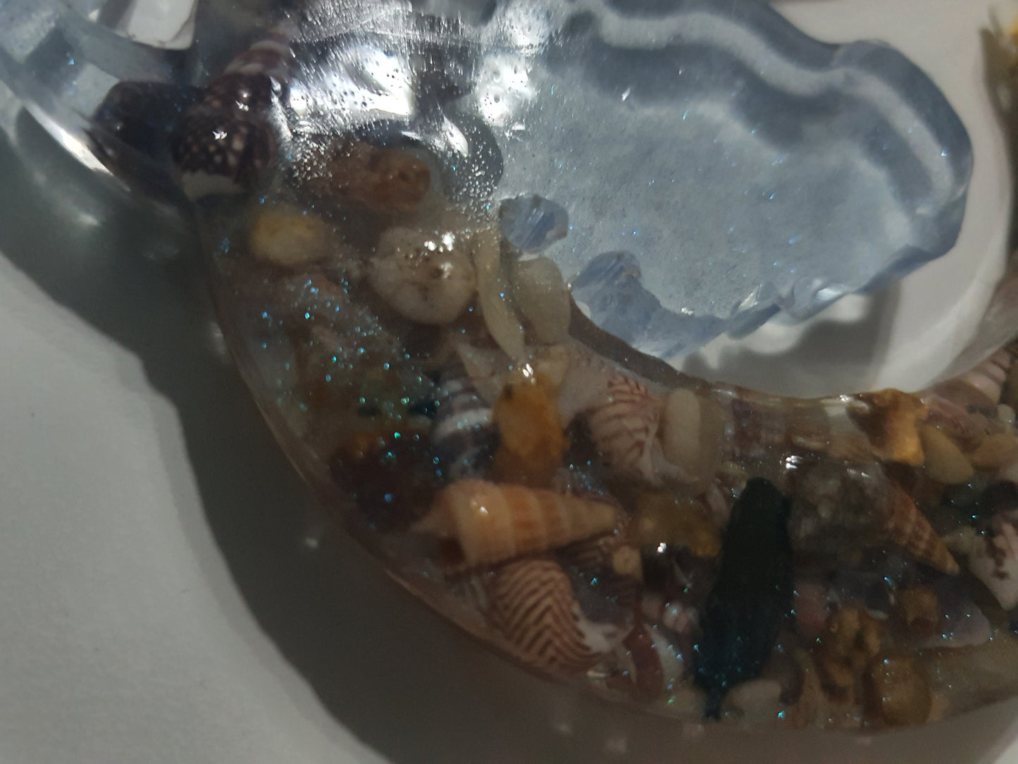 Window decoration - translucent mermaid on seashell moon