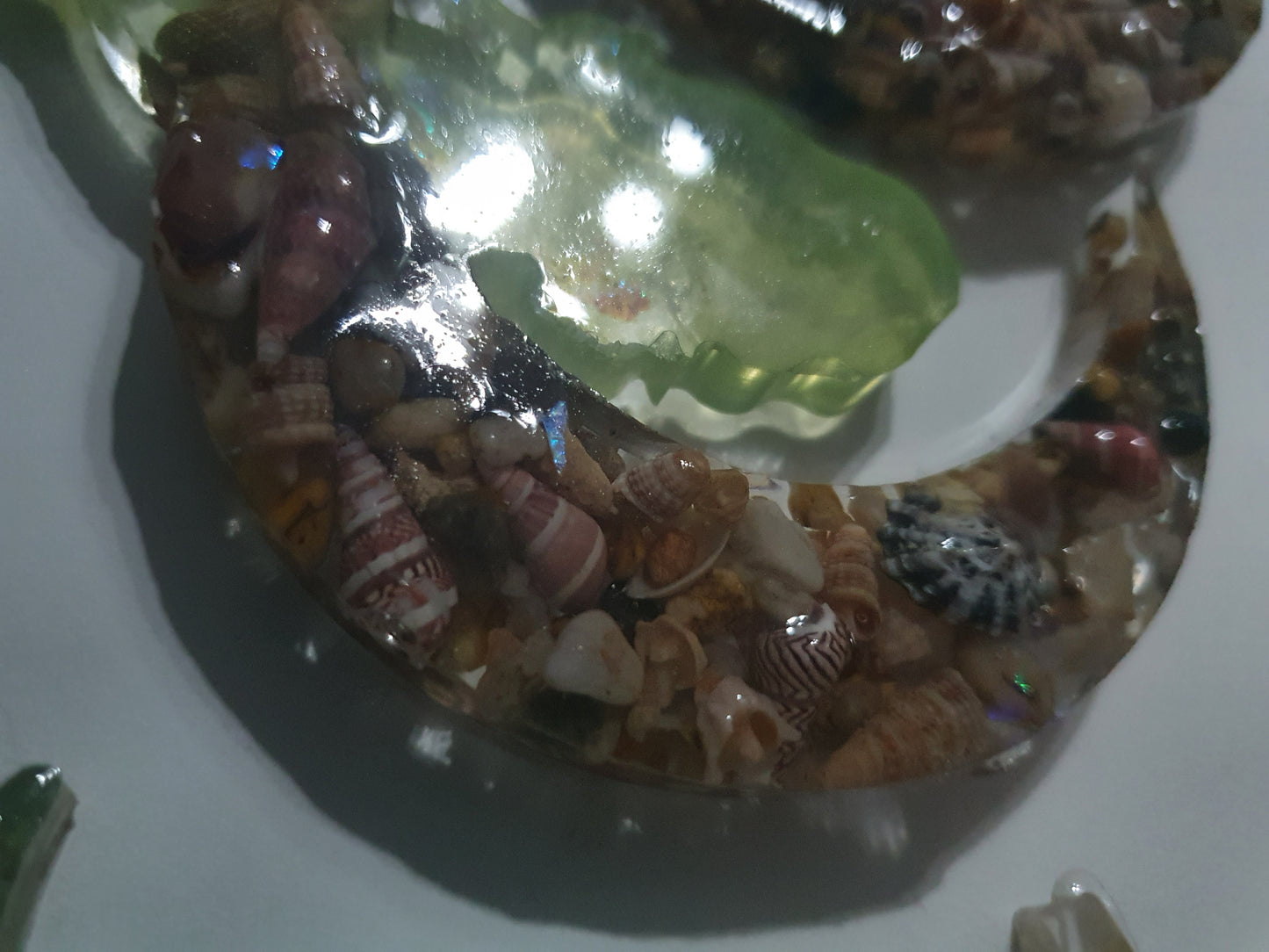 Window decoration - translucent mermaid on seashell moon