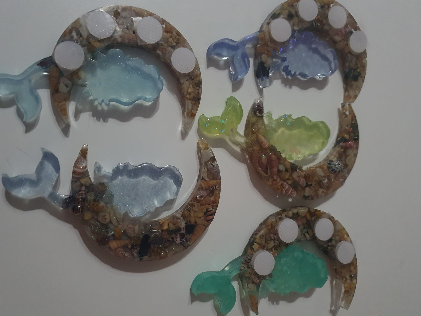 Window decoration - translucent mermaid on seashell moon