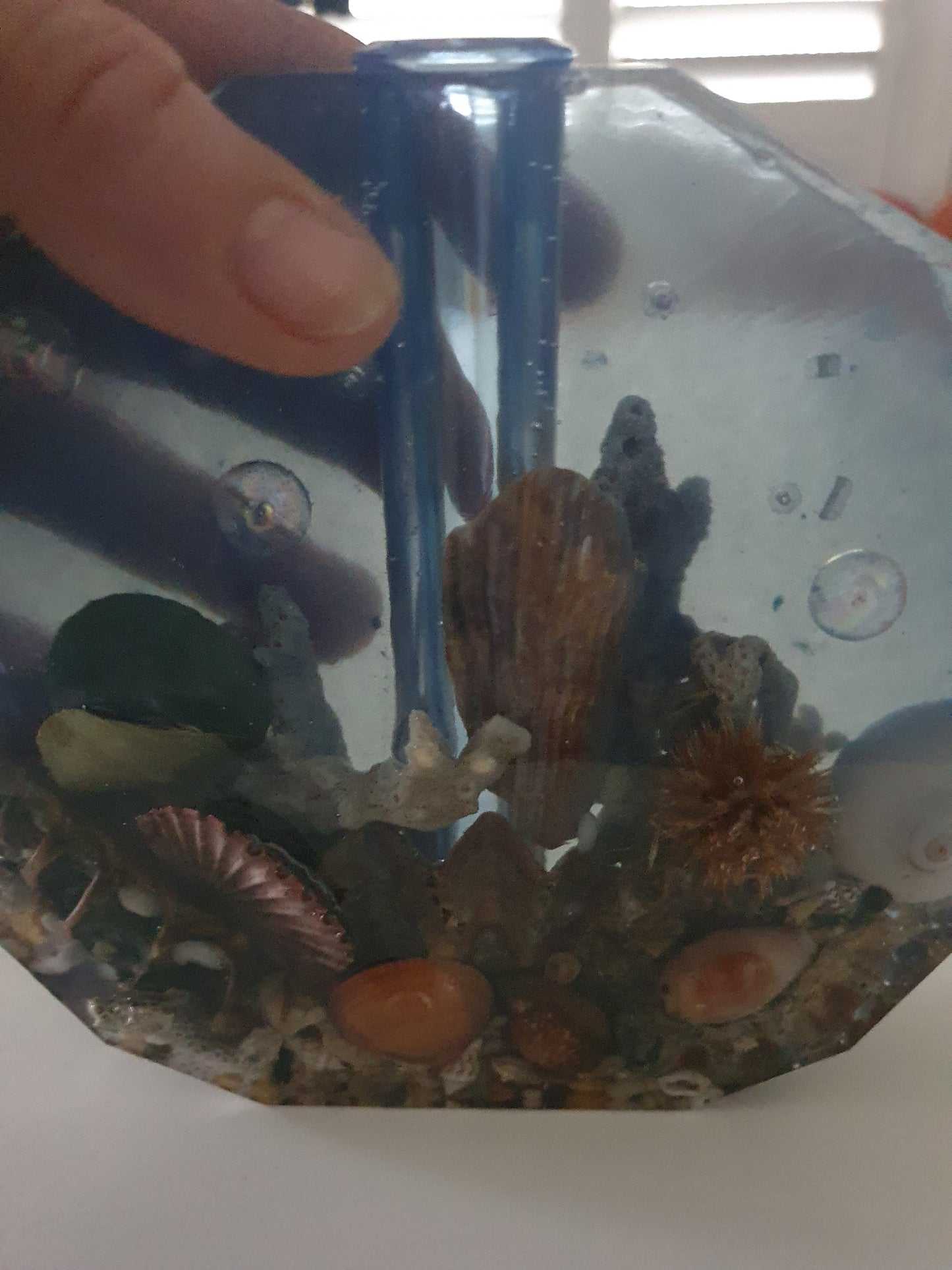 Translucent blue seascape vase