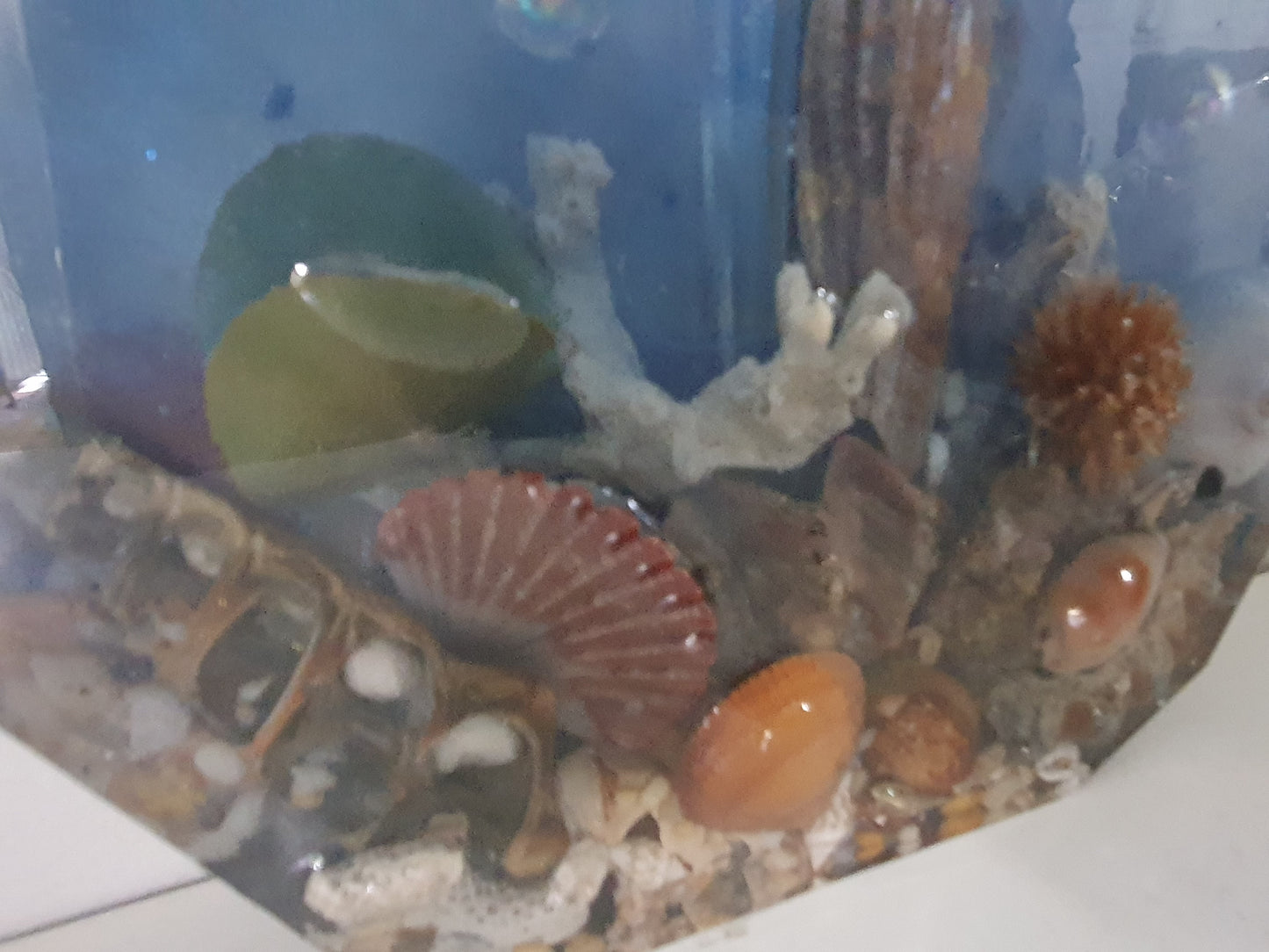 Translucent blue seascape vase