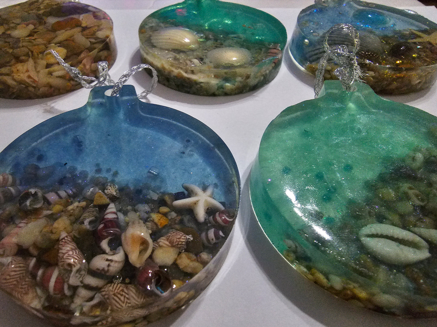 Christmas ornaments - round seascape art for your Christmas tree