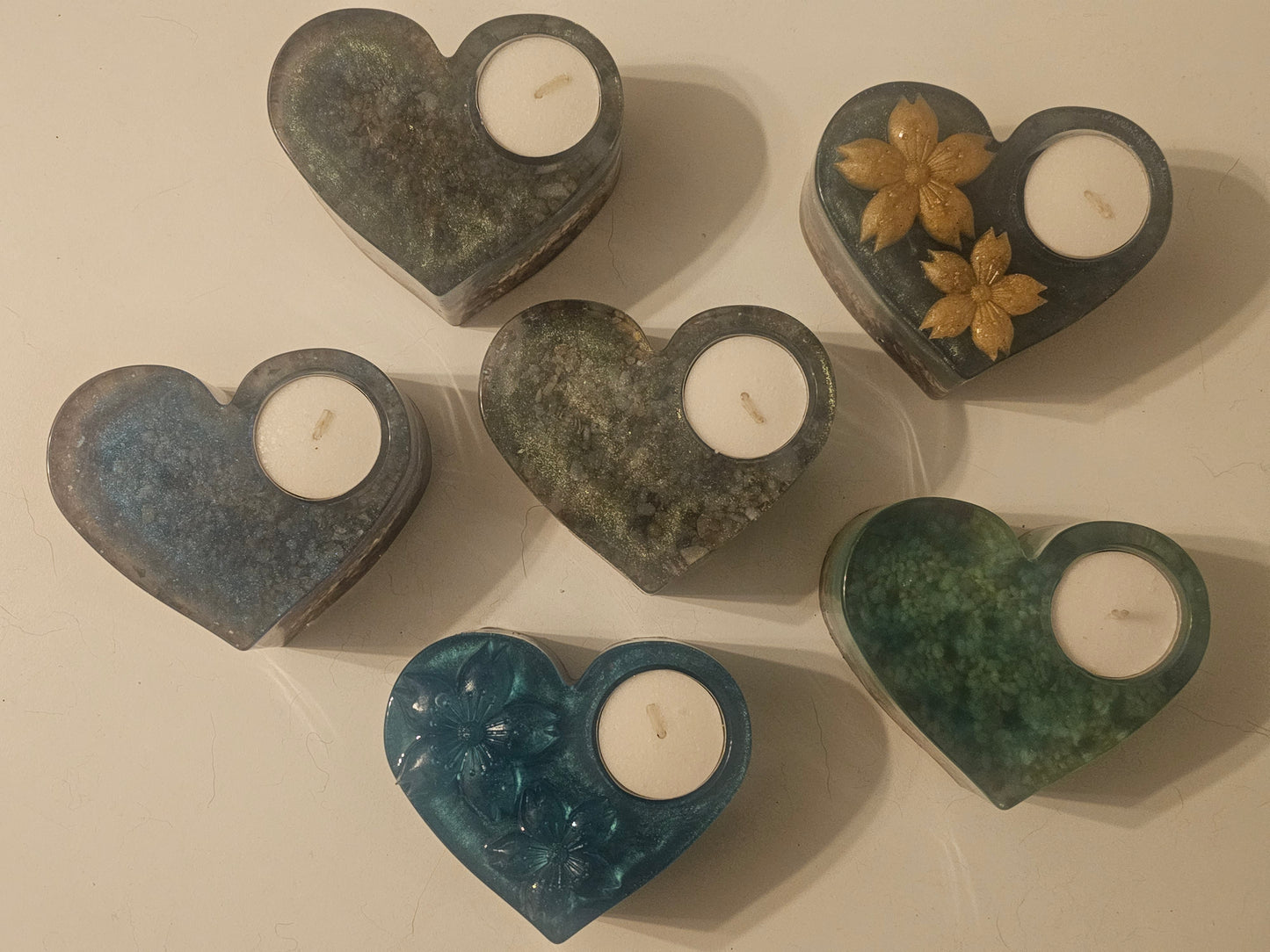 Table art - seascape tealight candle holders