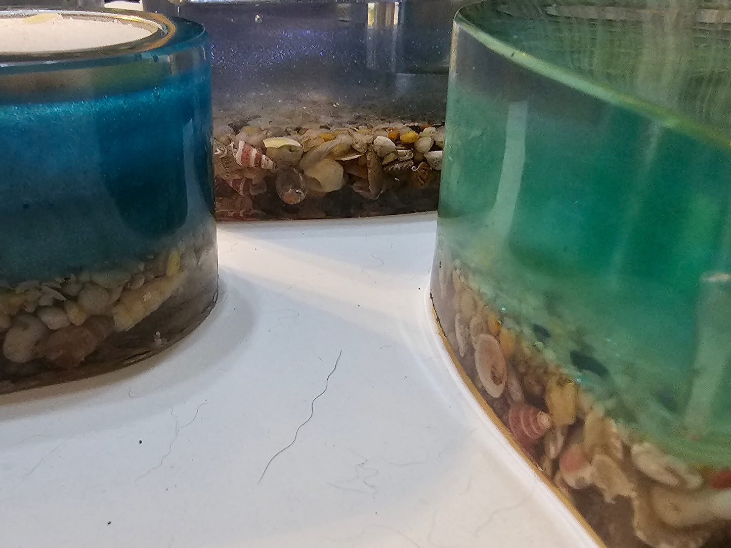 Table art - seascape tealight candle holders