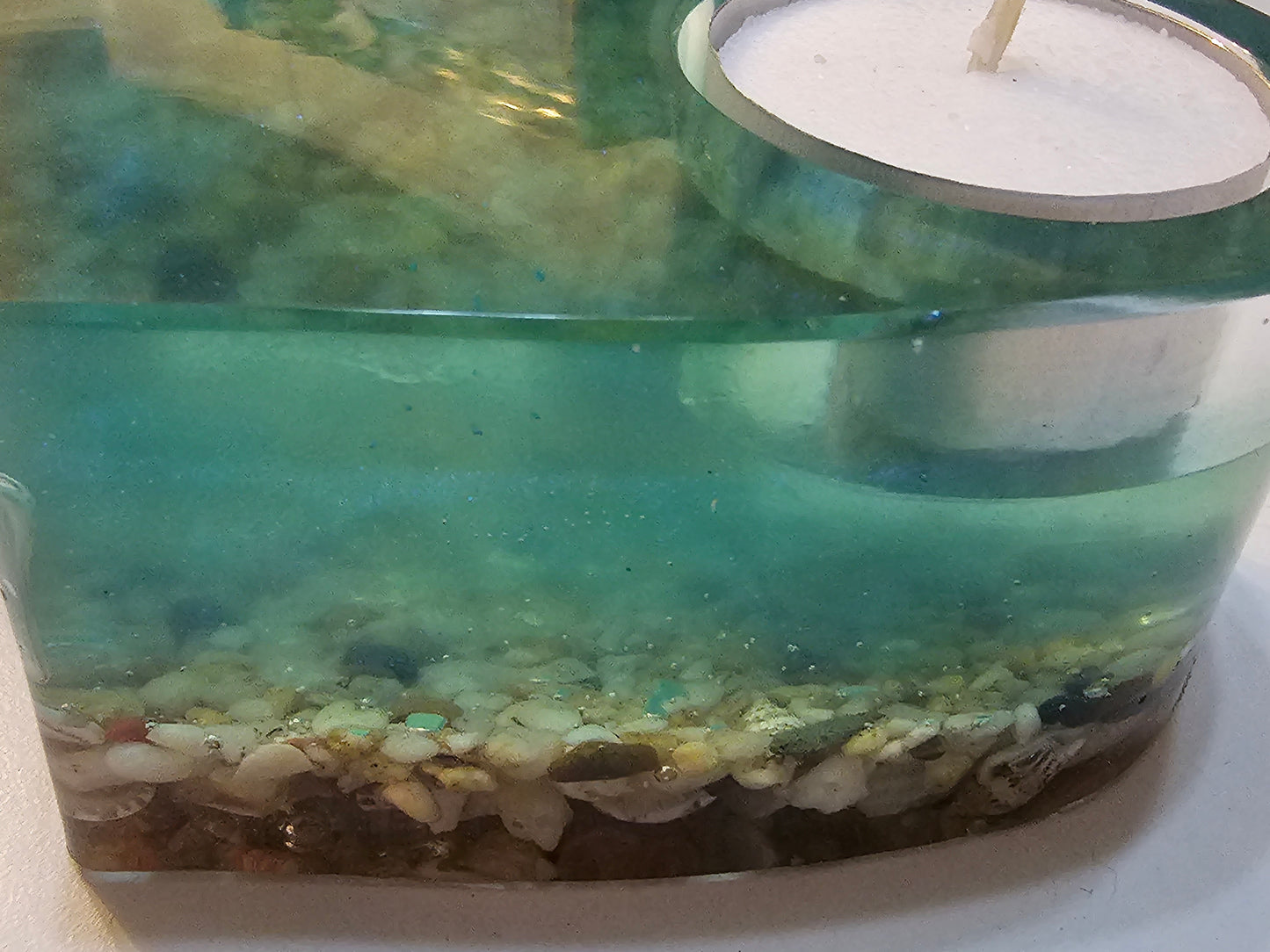 Table art - seascape tealight candle holders