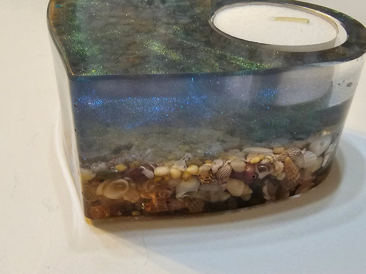 Table art - seascape tealight candle holders