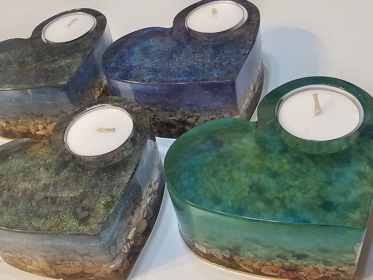 Table art - seascape tealight candle holders