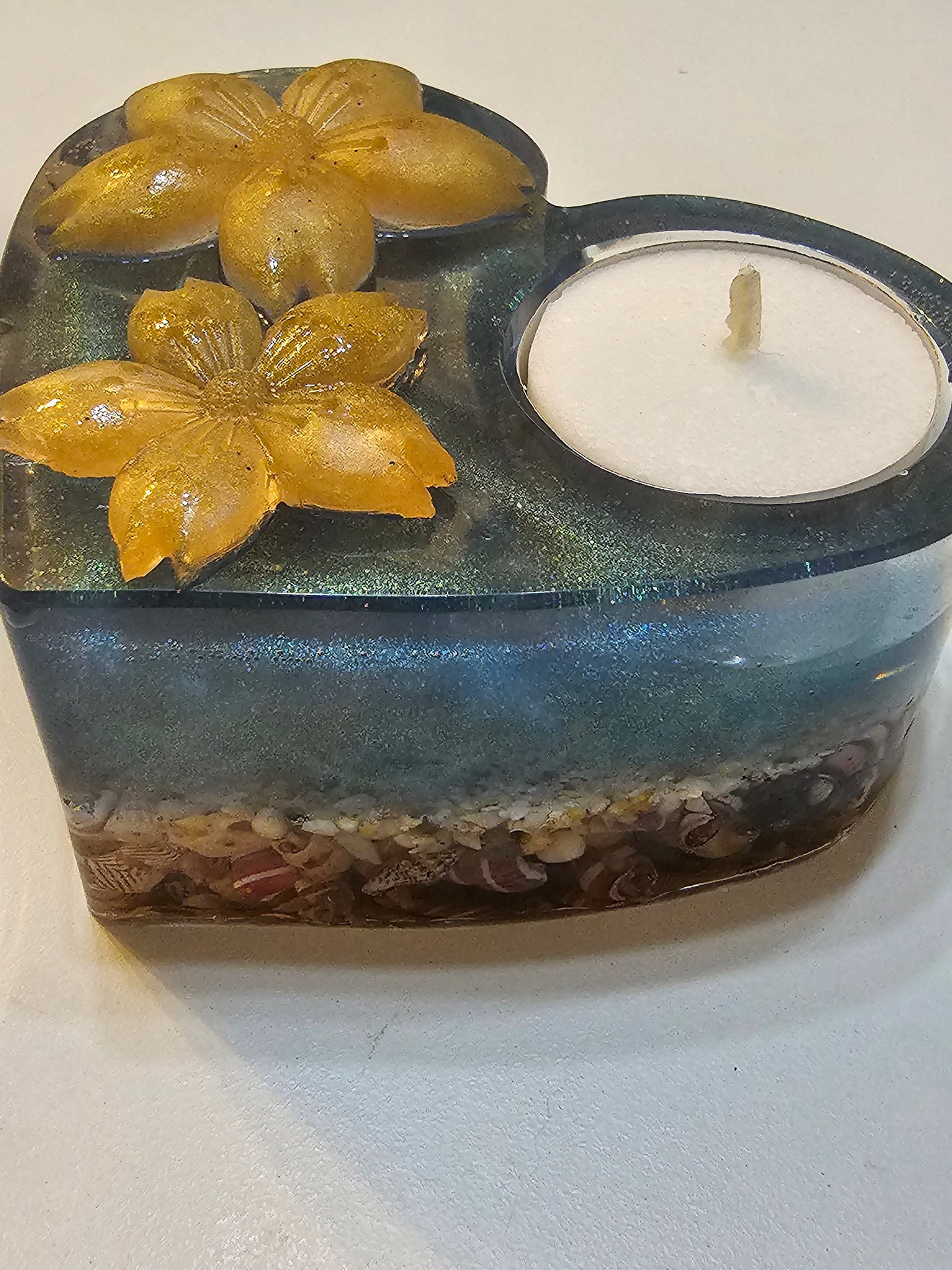 Table art - seascape tealight candle holders