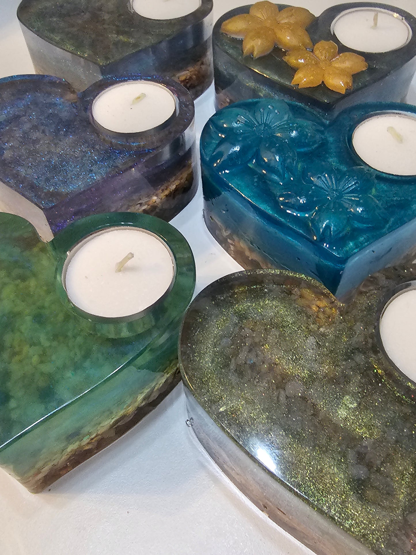 Table art - seascape tealight candle holders