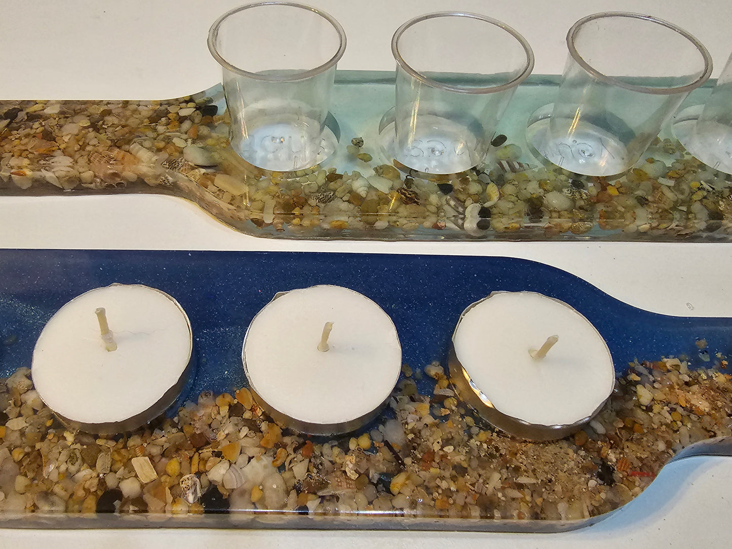 Ocean inspired shot glass tray/ tealight candle tray