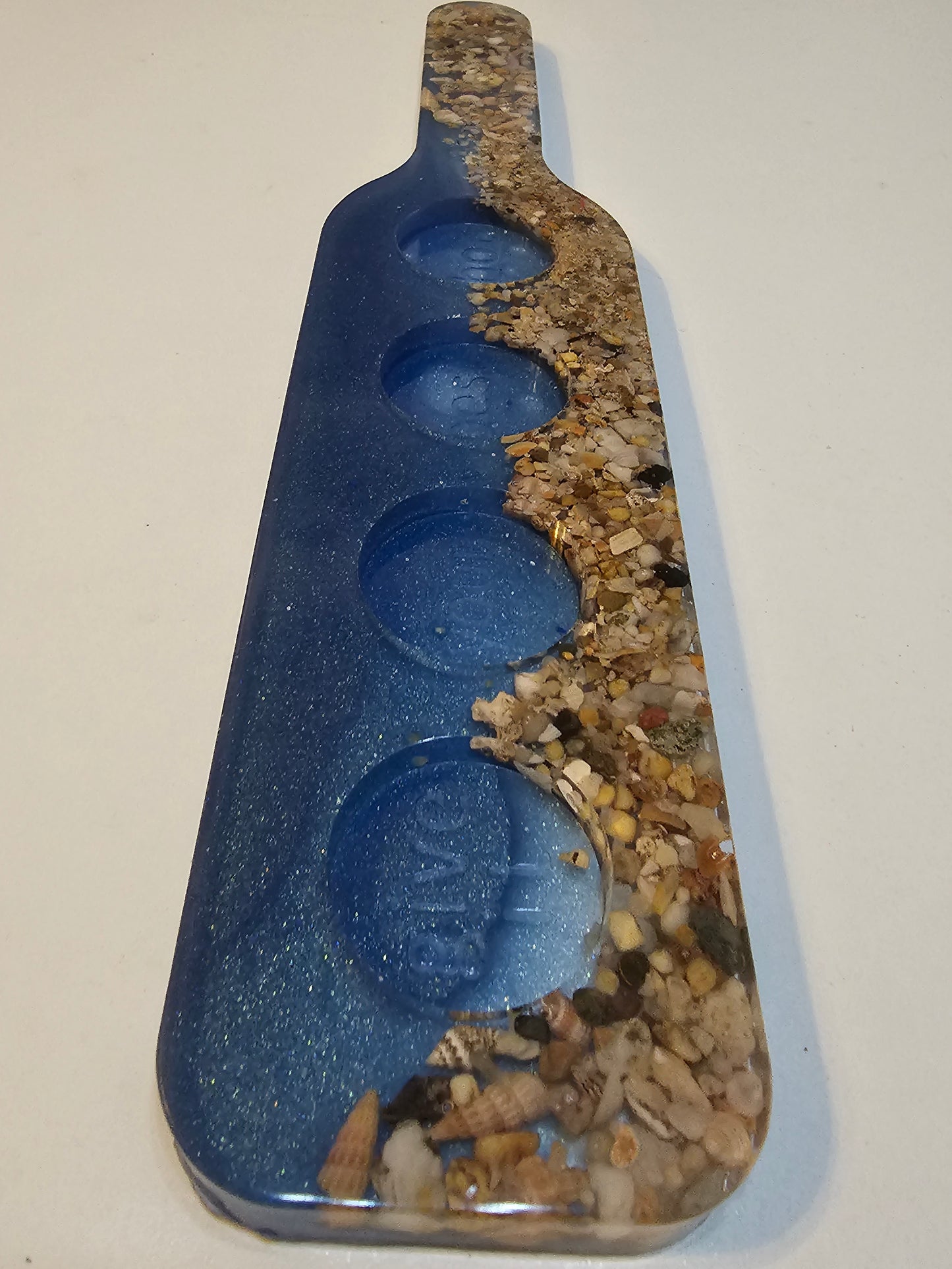 Ocean inspired shot glass tray/ tealight candle tray