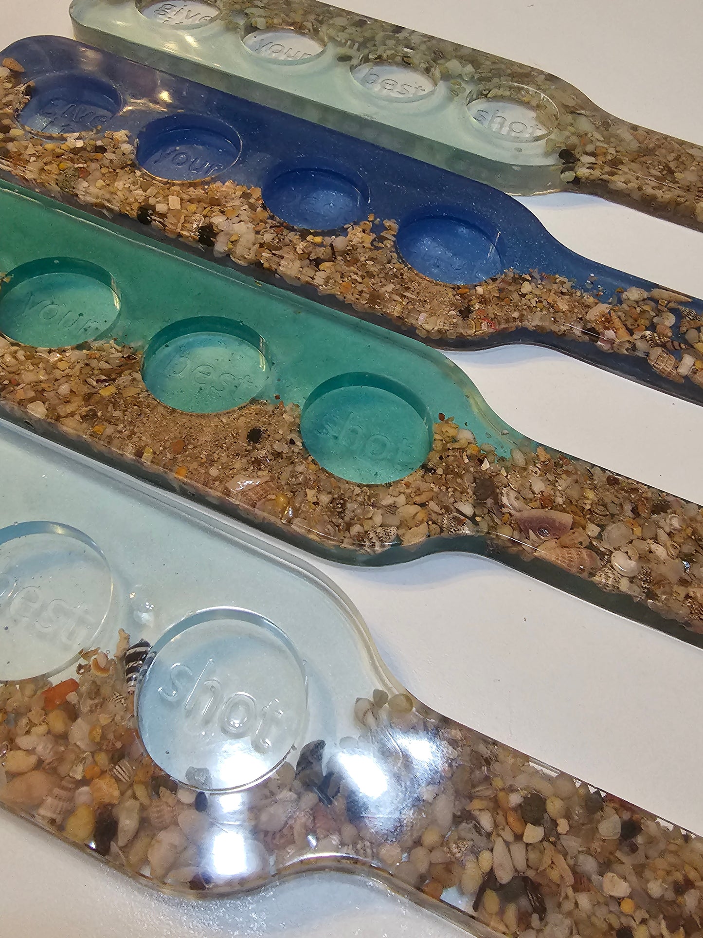 Ocean inspired shot glass tray/ tealight candle tray
