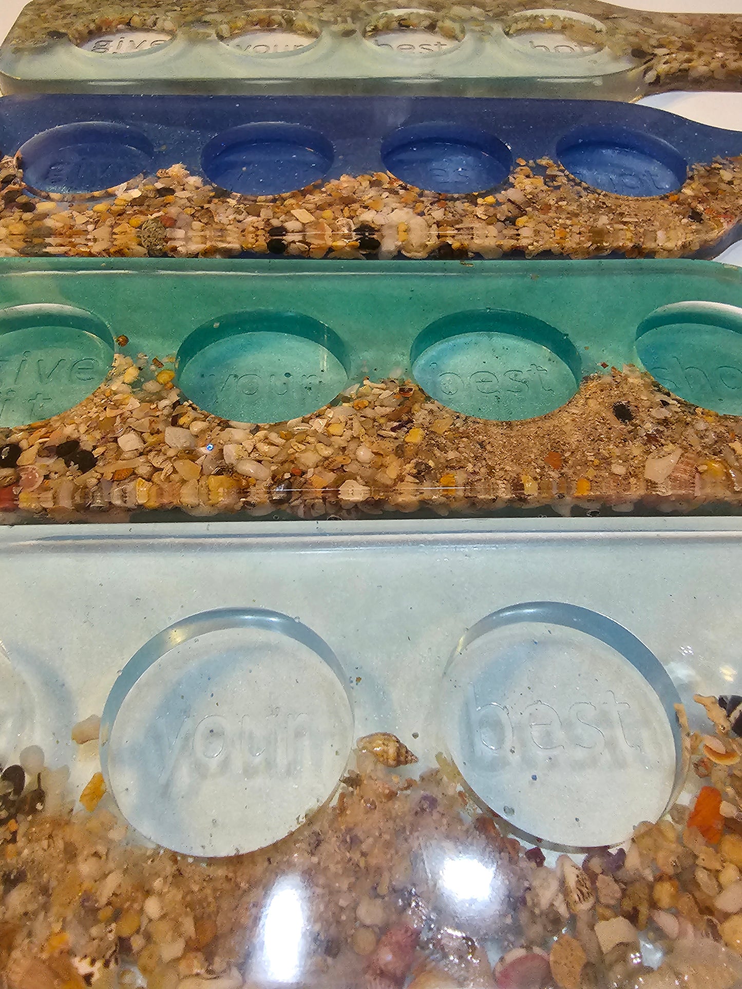 Ocean inspired shot glass tray/ tealight candle tray