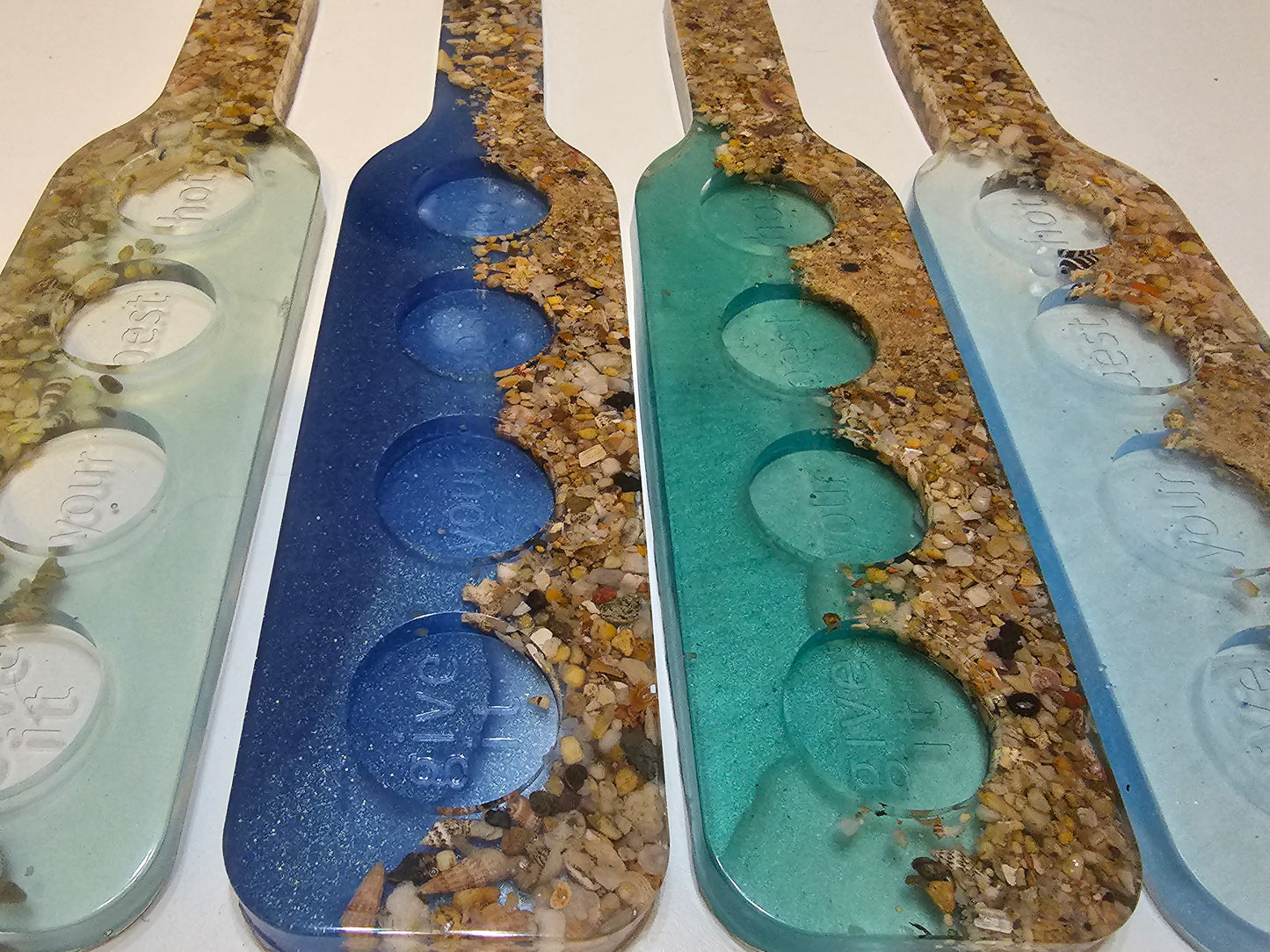 Ocean inspired shot glass tray/ tealight candle tray