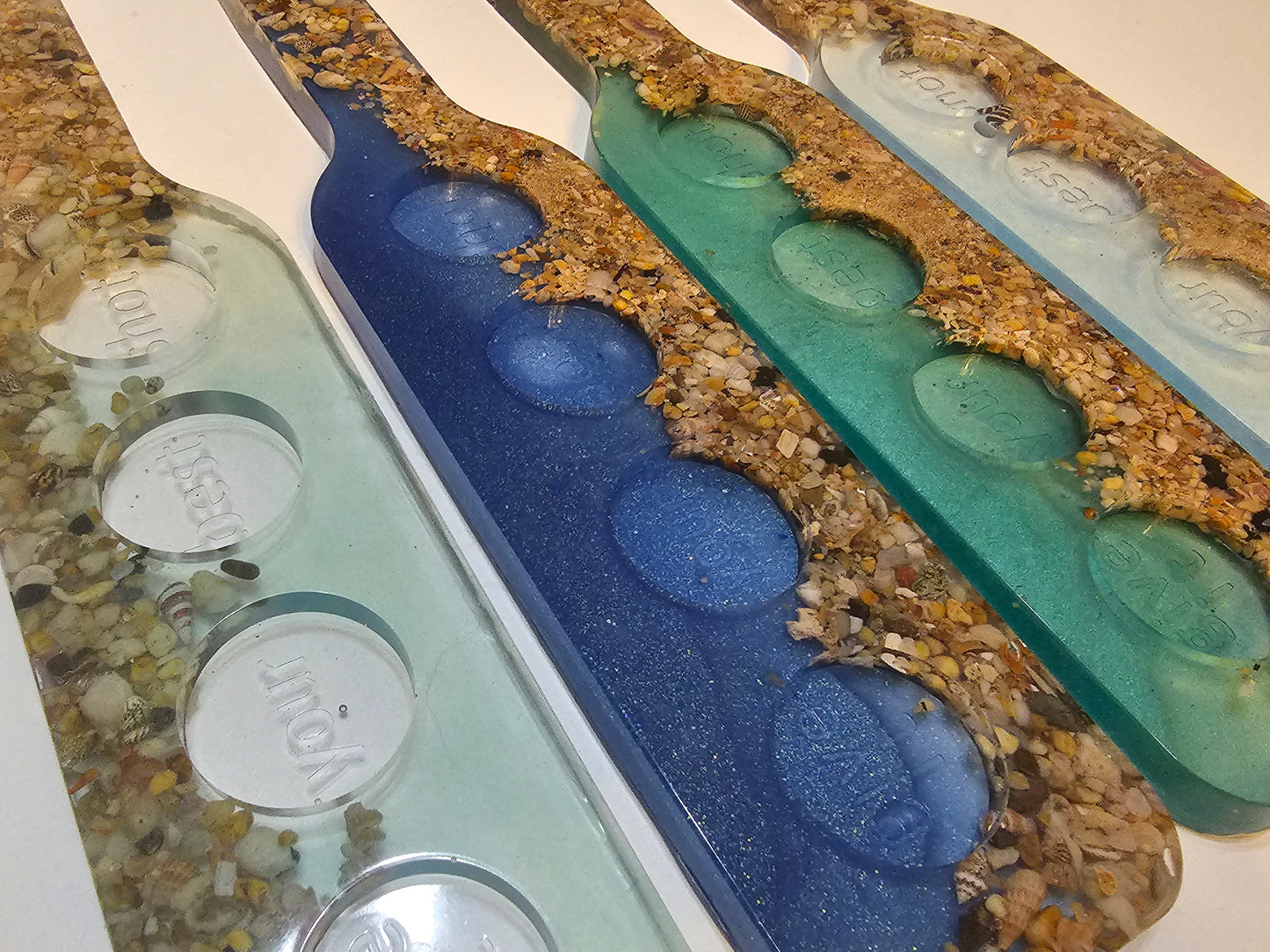 Ocean inspired shot glass tray/ tealight candle tray