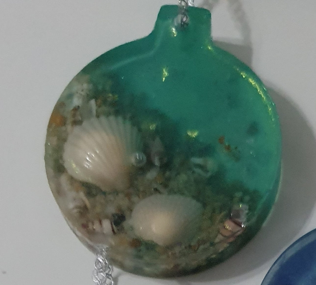 Christmas ornaments - round seascape art for your Christmas tree