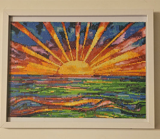 Groovy baby colourful sunrise framed wall art
