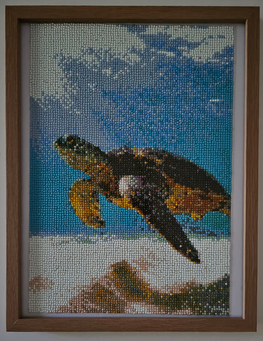 Groovy baby framed artwork - Green Sea turtle