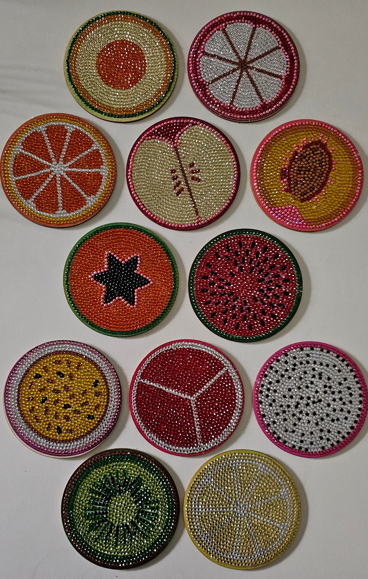 Summer fruit slices - coaster set