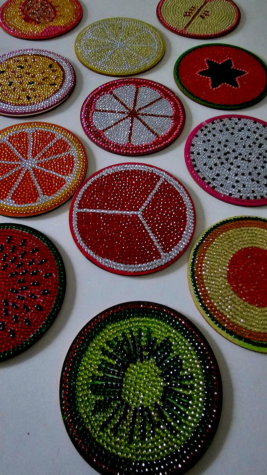 Summer fruit slices - coaster set