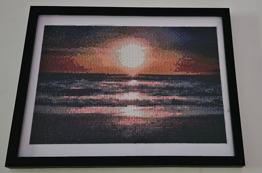 Groovy baby framed artwork - Moonrise over the ocean